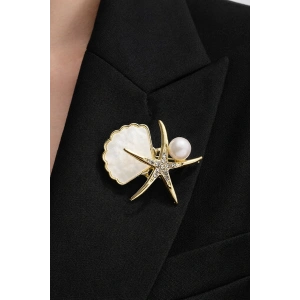 Deniz Yıldızı Figürlü Taşlı Broş