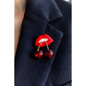 Dudak Ve Kiraz Figürlü Broş