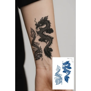Ejderha Figürlü 12 Saat Sonra Kararan Geçici Dövme Tattoo