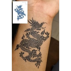 Ejderha Figürlü 12 Saat Sonra Kararan Geçici Dövme Tattoo