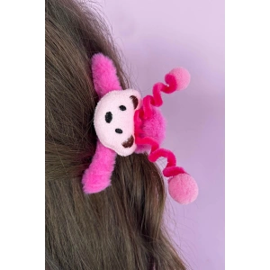 Fuşya Renk Ayıcık Figürlü Peluş Mandal Toka