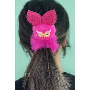 Fuşya Renk Baykuş Figürlü Peluş Simit Toka