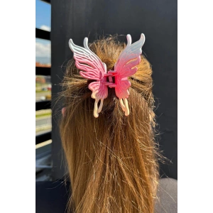 Fuşya Renk Kelebek Figürlü Kemik Mandal Toka