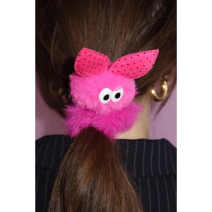 Fuşya Renk Tavşan Figürlü Peluş Simit Toka