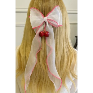 Fuşya Ve Beyaz Renk Kiraz Figürlü Otoma Toka