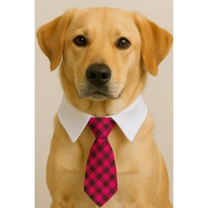 Fuşya Ve Beyaz Renk Kravat Kedi Köpek Tasması