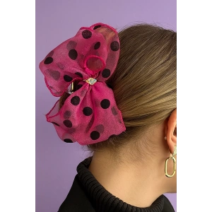 Fuşya Ve Siyah Renk Kurdele Figürlü Mandal Toka