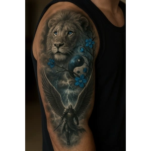 Geçici Aslan Figürlü Dövme Tattoo