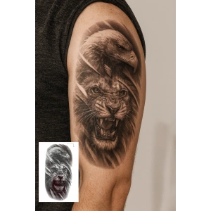 Geçici Aslan Ve Kartal Figürlü Dövme Tattoo