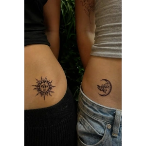 Geçici Ay Ve Güneş Figürlü Mini Dövme Tattoo