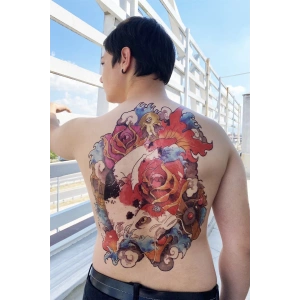 Geçici Balık Modelli Sırt Dövme Tattoo
