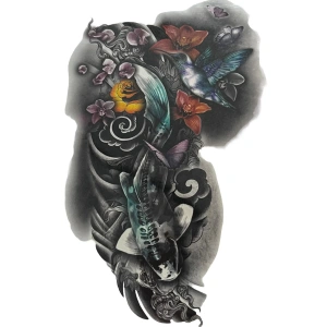 Geçici Balık Ve Kuş Figürlü Dövme Tattoo