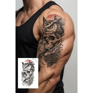 Geçici Baykuş Figürlü Dövme Tattoo