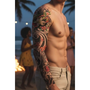 Geçici Çiçek Figürlü Kol Dövme Tattoo