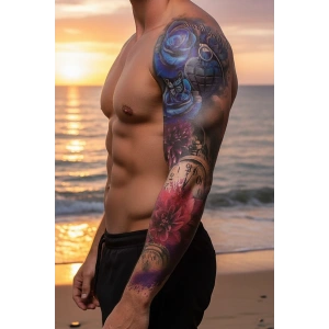 Geçici Çiçek ve Saat Kol Dövme Tattoo