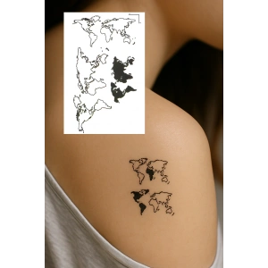Geçici Dünya Figürlü Mini Dövme Tattoo