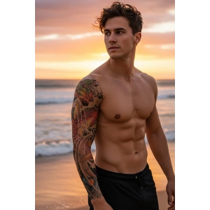 Geçici Ejderha ve Balık Kol Dövmesi