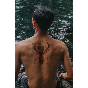 Geçici Geyik, Kuş, Çiçek Dövme Tattoo