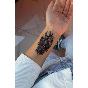 Geçici Gladyatör Ve Saat Figürlü Dövme Tatto