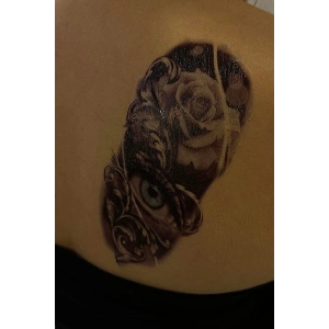 Geçici Göz Ve Gül Figürlü Dövme Tattoo