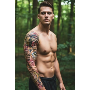 Geçici Gül Karışık Desen Dövme Tattoo