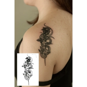 Geçici Gül Ve Yılan Figürlü Mini Dövme Tattoo