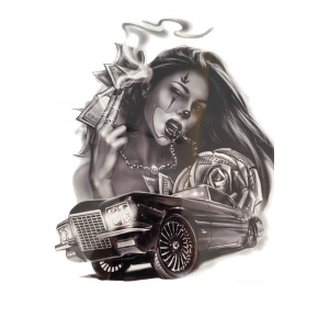 Geçici Kadın Ve Araba Figürlü Dövme Tattoo