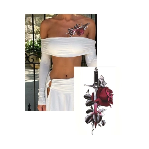 Geçici Kama Ve Gül Figürlü Dövme Tattoo