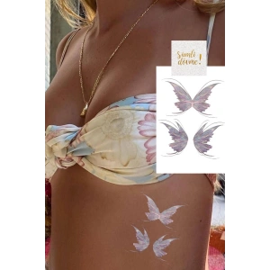 Geçici Kelebek Figürlü Simli Dövme Tattoo