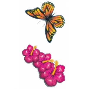 Geçici Kelebek Ve Çiçek Figürlü Mini Dövme Tattoo