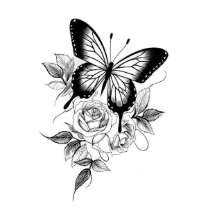 Geçici Kelebek Ve Gül Figürlü Dövme Tattoo