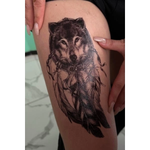 Geçici Kurt Figürlü Dövme Tatto