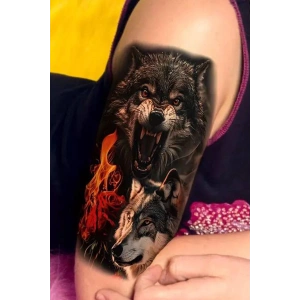 Geçici Kurt Figürlü Dövme Tattoo