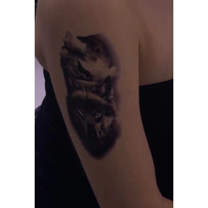 Geçici Kurt Figürlü Dövme Tattoo
