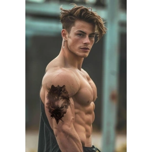 Geçici Kurt Figürlü Dövme Tattoo