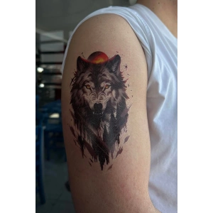Geçici Kurt Figürlü Dövme Tattoo
