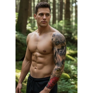 Geçici Kurt Ve Baykuş Figürlü Dövme Tattoo