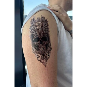 Geçici Kuru Kafa Figürlü Büyük Boy Dövme Tattoo