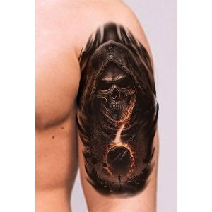 Geçici Kuru Kafa Figürlü Dövme Tattoo