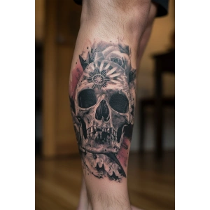 Geçici Kuru Kafa Figürlü Dövme Tattoo