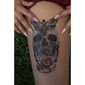 Geçici Kuru Kafa Figürlü Dövme Tattoo