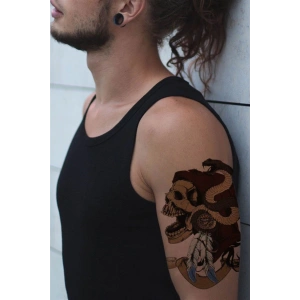 Geçici Kurukafa ve Yılan Dövme Tattoo