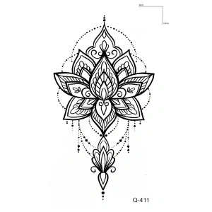 Geçici Lotus Figürlü Mini Dövme Tattoo
