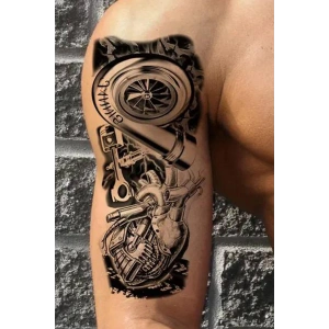 Geçici Makina Figürlü Dövme Tattoo