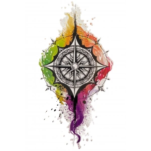 Geçici Pusula Figürlü Dövme Tattoo