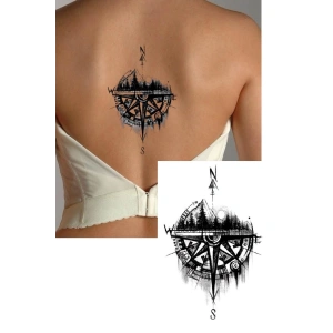Geçici Pusula Figürlü Dövme Tattoo
