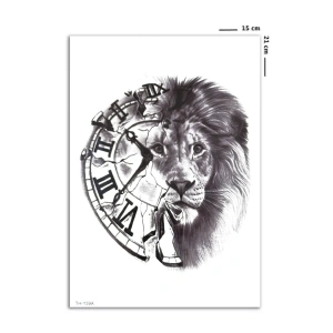 Geçici Saat Ve Aslan Figürlü Dövme Tattoo