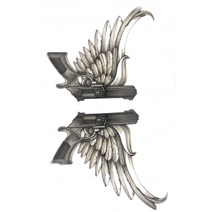 Geçici Silah Ve Kanat Figürlü Dövme Tatto