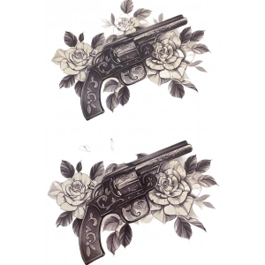 Geçici Siyah Ve Çiçek Figürlü Dövme Tatto