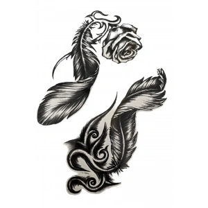 Geçici Tüy Ve Gül Figürlü Dövme Tattoo